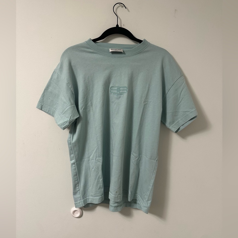 Balenciaga Sky Blue Short Sleeve Tee
